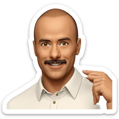 bald man with mustache portrait sticker