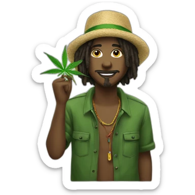 joven rasta fumando cannabis sticker