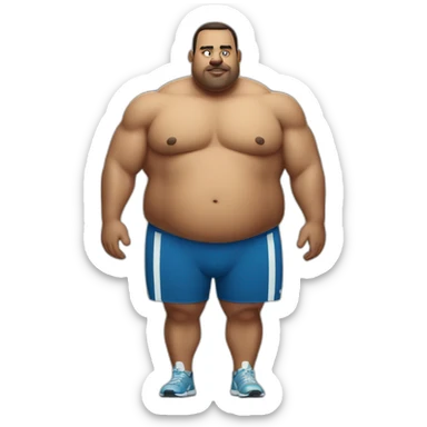 Fat man Portuguese in a gym sticker