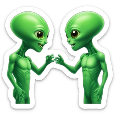 Two green aliens Talking to each other sticker