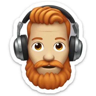 skull with ginger hair and ginger beard wearing headphones sticker