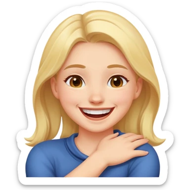 Girl crossing arms around neck laughing sticker