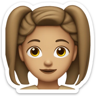 A Girl with straight Brown Long hair and a beige Pullover sticker