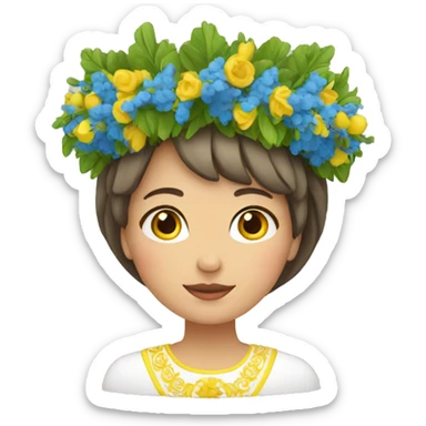 woman with ukrainian wreath on her head sticker
