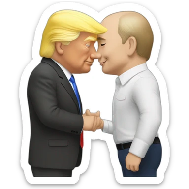 trump-and-putin-kissing,-lgbtq+ friendly, positivity, inclusiveness sticker