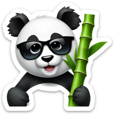 Panda eating bamboo with sunglasses sticker