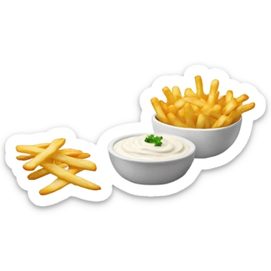 ranch dip with fries, in the style of IOS emoji sticker
