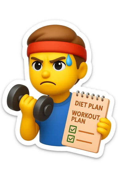 emoji 3d stile iphone che rappresenta la costanza nel seguire un piano di allenamento e di dieta 3d sticker