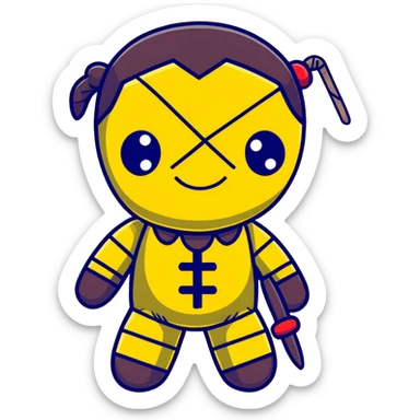 black and yellow voodoo doll sticker