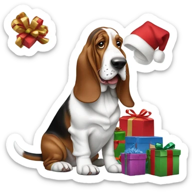Basset hound ripping presents  sticker
