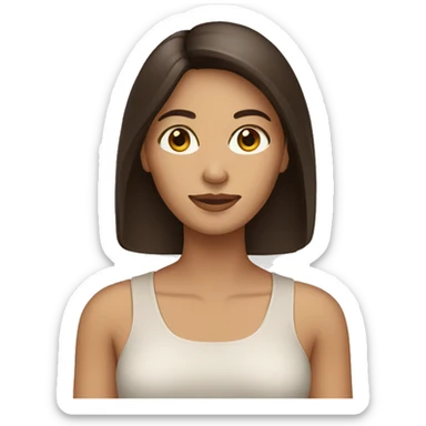tan woman with long straight dark brown hair and brown eyes sticker