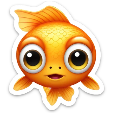 small cute gold fish with big eyes  sticker