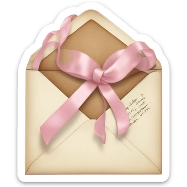 vintage love letters in envelope tied with a baby pink ribbon  sticker