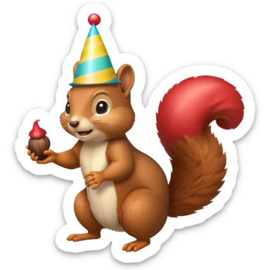 squirrel with a party hat sticker