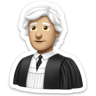white UK judge upper body white wig at an angle  sticker