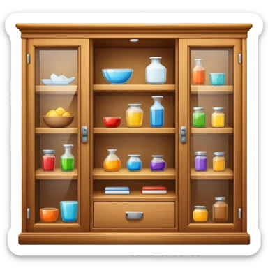 display showcase cabinet with items sticker
