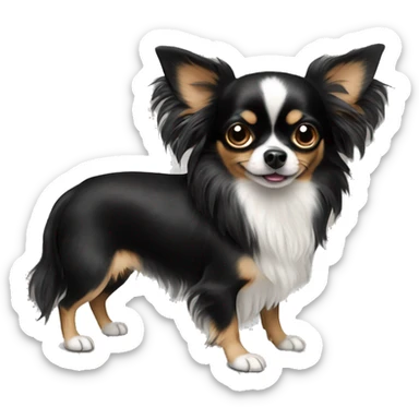Black long haired chihuahua dog sticker