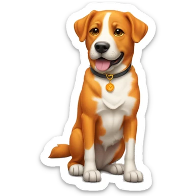 Un perro naranja con un collar en forma de sol sticker