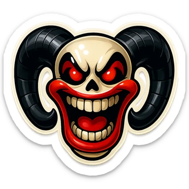 Make the eye makeup more angular and black, keep the subject inside the image borders, high quality, retro sticker style, subject is not female. Otherwise, keep everything else exactly the same as the reference. sticker