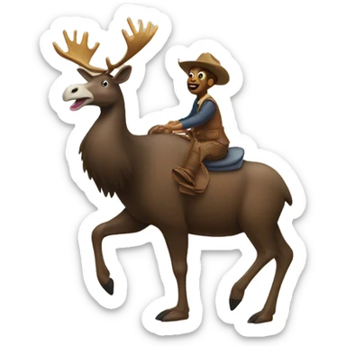 Silly goose riding a moose sticker