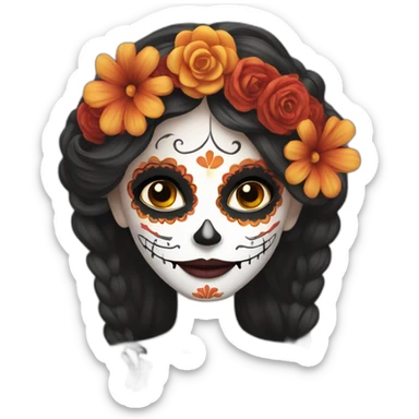 día de los muertos happy girl sticker