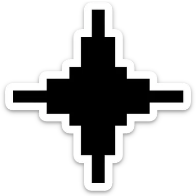 Transform the solid black 4-pointed star into a blocky, 8-bit style icon with no background, using a general model for pixel art style. sticker