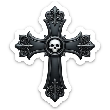 black goth cross sticker