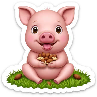 pig eating nuts sticker