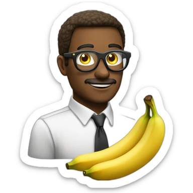 Uomo pelato con occhiali e pizzetto lancia una banana sticker