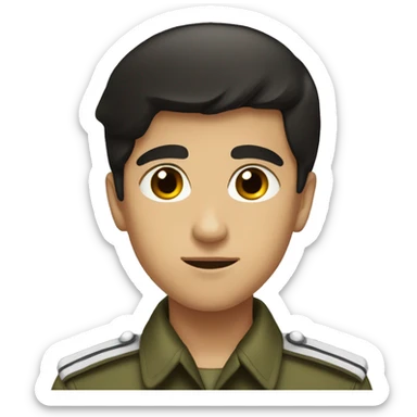 Boy with dark hair and brown eyes in military uniform  sticker