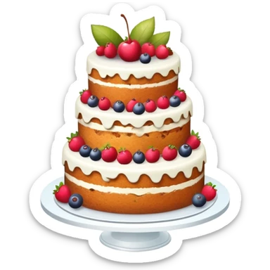 Naked fruit cake with three tiers  sticker