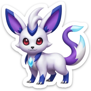 Shiny White with Violet and Indigo markings and nebula markings Absol-Minccino-Zangoose-Pokémon-Fakémon-fusion-hybrid-creature sticker
