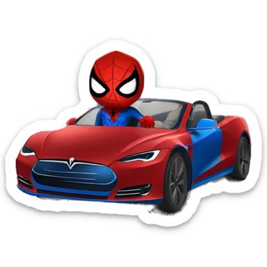 Spider-man driving Tesla models sticker