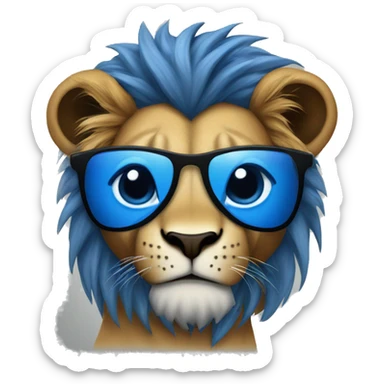 A lion wearing an blue "Metallica" t-shirt sticker