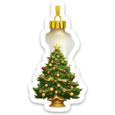 Christmas tree rococo beige  bauble sticker