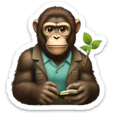 Ape as a biology teacher sticker