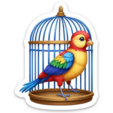 colored bird in cage sticker