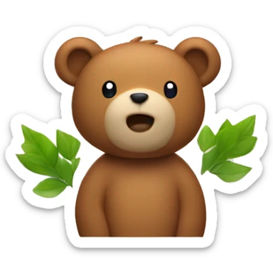 Default bear with apple leaves sticker