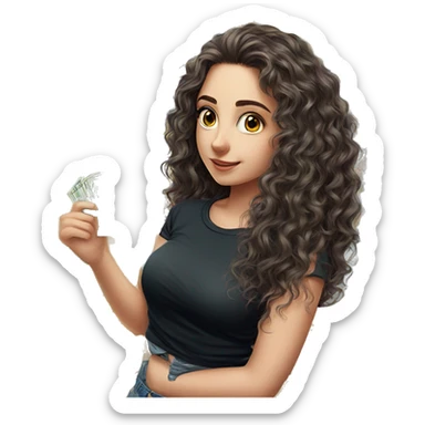 girl with curly black hair sticker