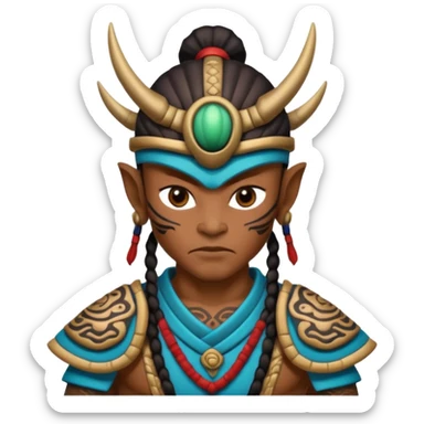 alien mayan ancient samurai with tatooed sticker