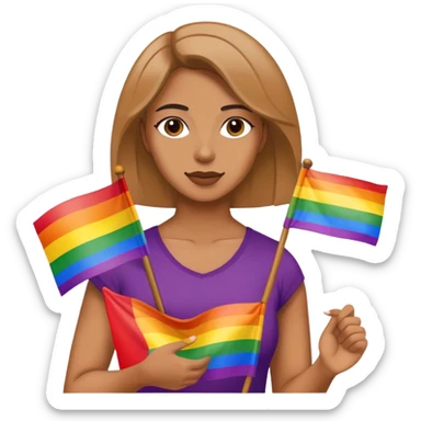 woman with lgbt flag sticker