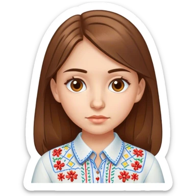 A Ukrainian girl with brown hair in an embroidered shirt studies math sticker