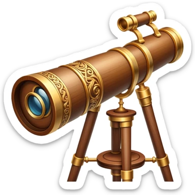 Magical wooden telescope with carvings sticker