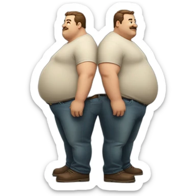 a fat man and a thin man in full growth sticker