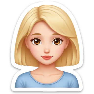 A shy flirty blushing emoji (girl) sticker