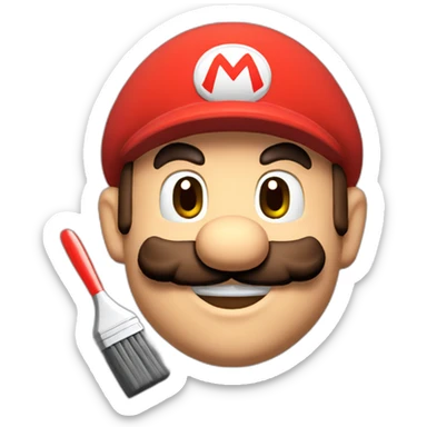 mario avec une brosse sticker