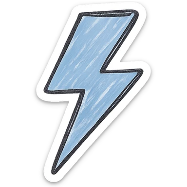 blue lightning bolt, hand-drawn sketch sticker