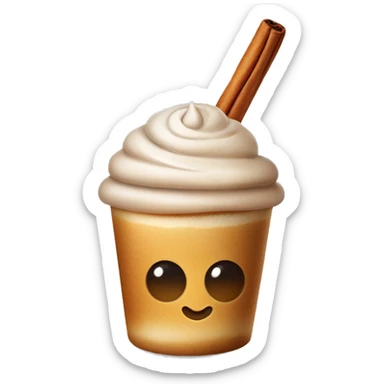 Cinnamon and cappuccino bun in a disposable glass sticker