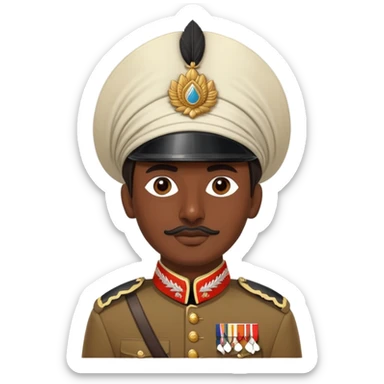 historical Indian sepoy soldier in British colonial uniform with traditional headwear sticker