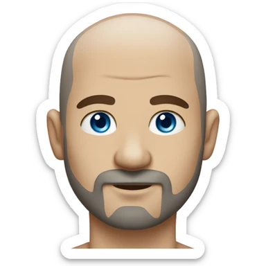 Shaved head man with tattoos,  beard, blue eyes sticker